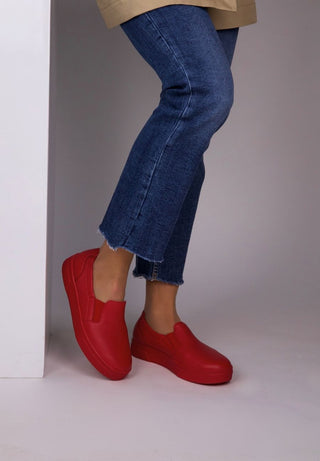 schlichter Slipper Hirschleder rot