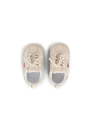 nachhaltiger Kindersneaker olivenblattgegerbtes Leder beige