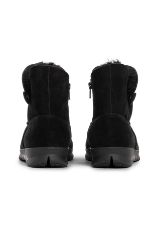 flauschiger Lammfellstiefel Veloursleder schwarz