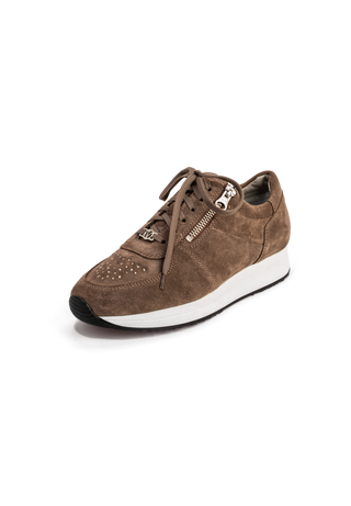 funkelnder Sneaker Veloursleder dunkeltaupe