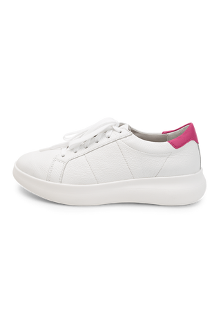 klassischer Sneaker Hirschleder weiß/pink