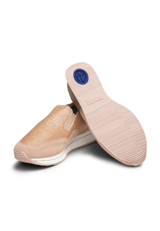 glänzender Slipper Leder/Stretch puder