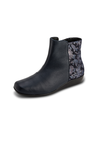 floral-glänzende Stiefelette Hirschleder marine