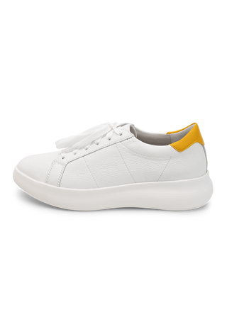 klassischer Sneaker Hirschleder weiß/gelb
