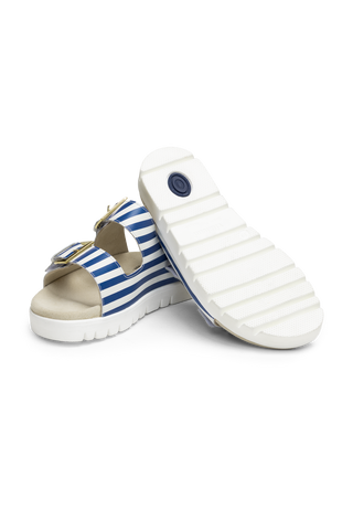 gestreifte Pantolette Nappaleder blau-gestreift