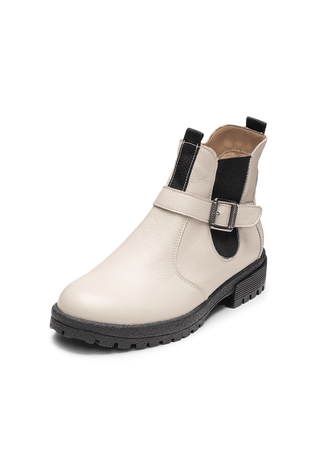 gemütvolle Stiefelette Softnappaleder creme