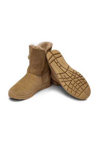 warmer Lammfellstiefel Veloursleder taupe