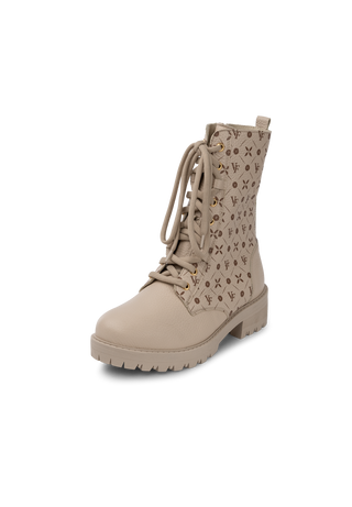 auffällige Stiefelette Hirschleder beige