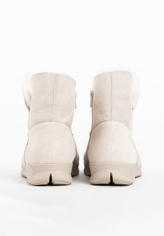 wärmende Stiefelette Veloursleder offwhite