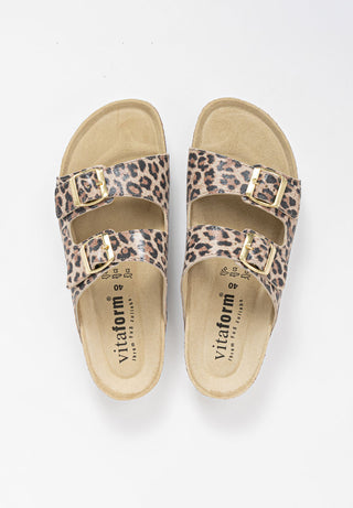 trendige Pantolette Veloursleder leopard