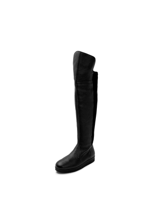 trendy Overknee Stiefel Hirschleder schwarz