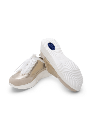 stylischer Sneaker Hirschleder beige/gold