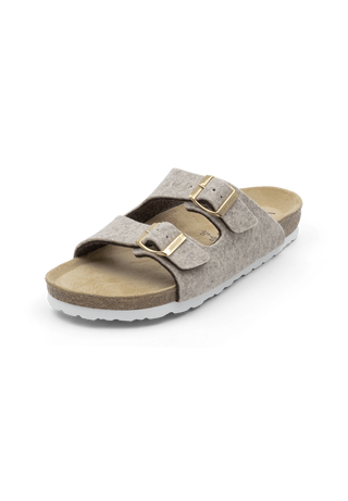 behagliche Pantolette Wollfilz beige-meliert