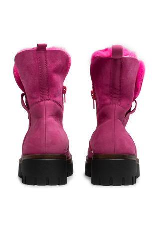 wundervolle Stiefelette Nubukleder fuchsia