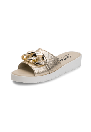 stylesichere Pantolette Hirschleder gold