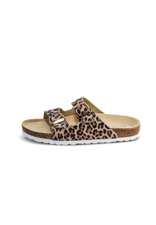 trendige Pantolette Veloursleder leopard