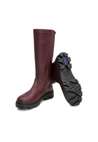 modischer Stiefel Hirschleder aubergine