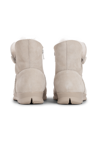 flauschiger Lammfellstiefel Veloursleder offwhite