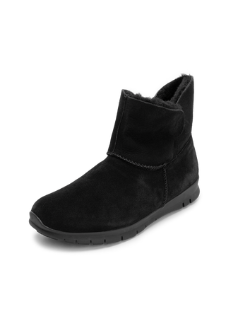 wärmende Stiefelette Veloursleder schwarz