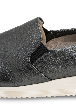 klassischer Slipper Hirschleder anthrazit/metallic