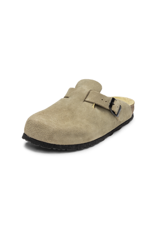 traditioneller Clog Veloursleder taupe