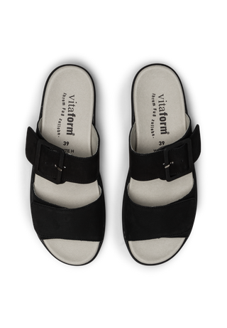 modische Pantolette Softnubuk schwarz