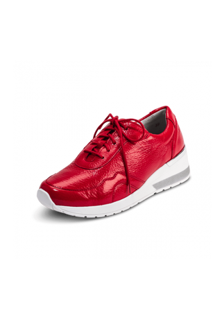 glanzvoller Sneaker Hirschlackleder rot