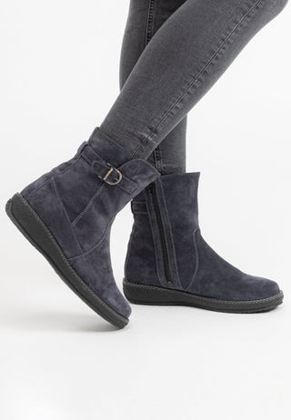 kuschlige Stiefelette Veloursleder marine