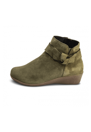 schöne Stiefelette Samtziege khaki