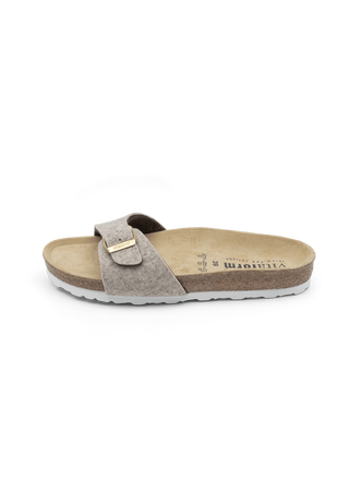 mollige Pantolette Wollfilz beige-meliert