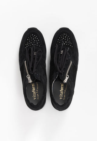 funkelnder Sneaker Veloursleder schwarz