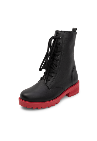 attraktive Stiefelette Hirschleder schwarz/rot