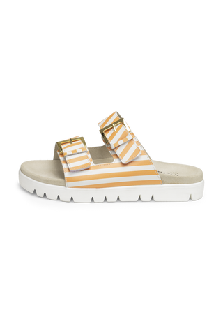 gestreifte Pantolette Nappaleder terracotta-gestreift