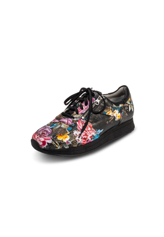 blumiger Sneaker Hirschleder schwarz/floral