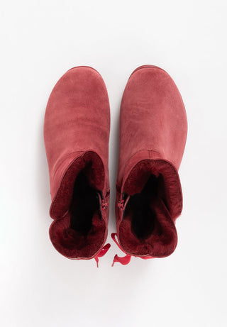 warme Lammfellstiefelette Veloursleder bordeaux