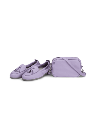 praktische Tasche Hirschleder flieder