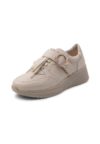 glitzernder Sneaker Hirschleder  beige