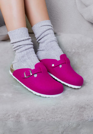 wärmeregulierender Clog Wollfilz pink