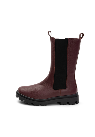 legerer Stiefel Hirschleder aubergine