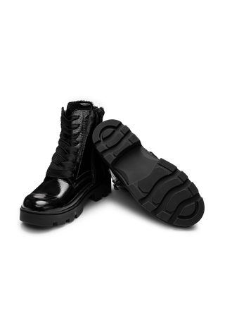 phänomenale Stiefelette Lackleder schwarz