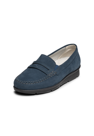 fescher Mokassin Softnubuk jeansblau