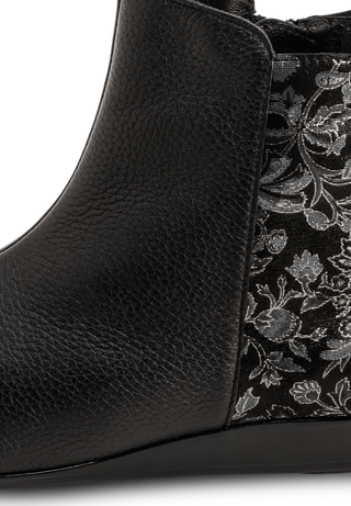 floral-glänzende Stiefelette Hirschleder schwarz