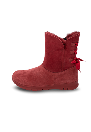 warme Lammfellstiefelette Veloursleder bordeaux