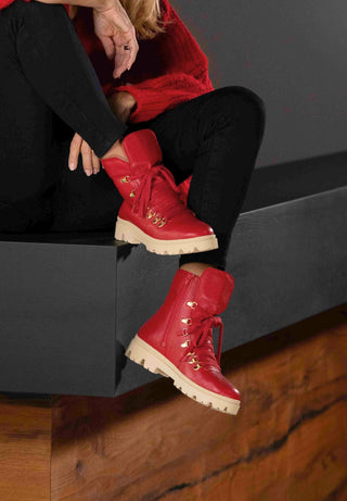 sportliche Stiefelette Hirschleder rot