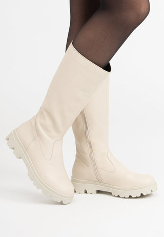 modischer Stiefel Hirschleder beige