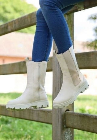 legerer Stiefel Hirschleder beige