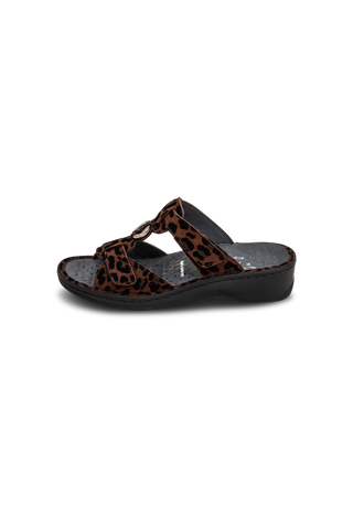 leo Pantolette Nubukleder leopard