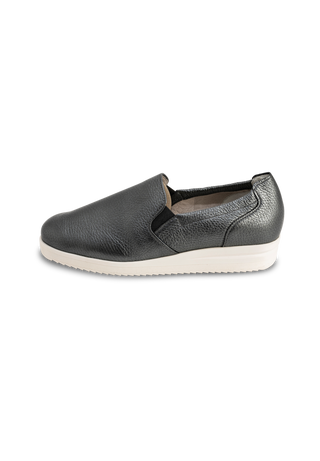 klassischer Slipper Hirschleder anthrazit/metallic