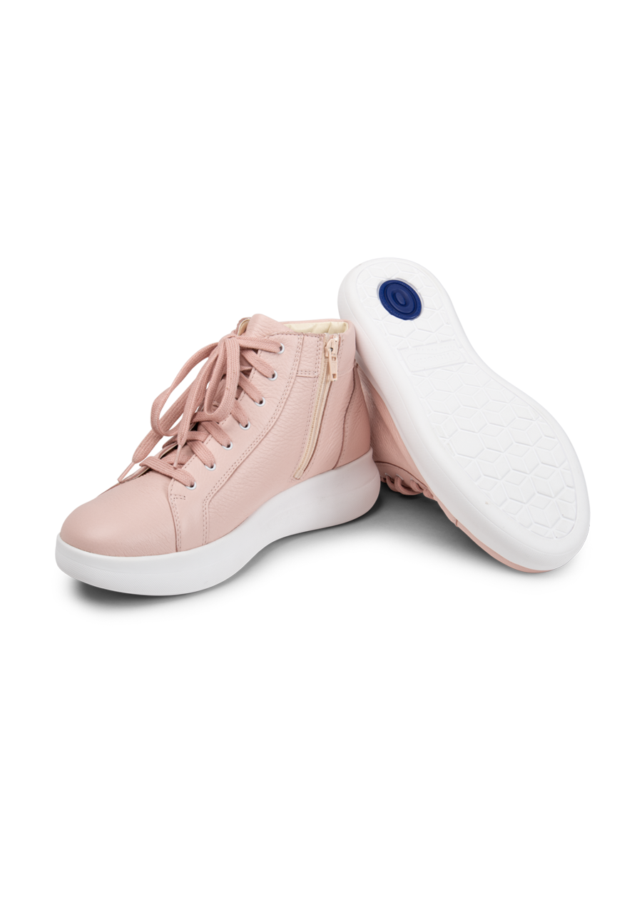 sportlicher Hightop Sneaker Hirschleder puder