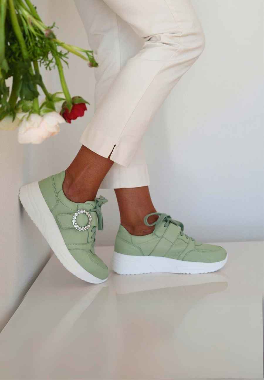 glitzernder Sneaker Hirschleder mint VITAFORM
